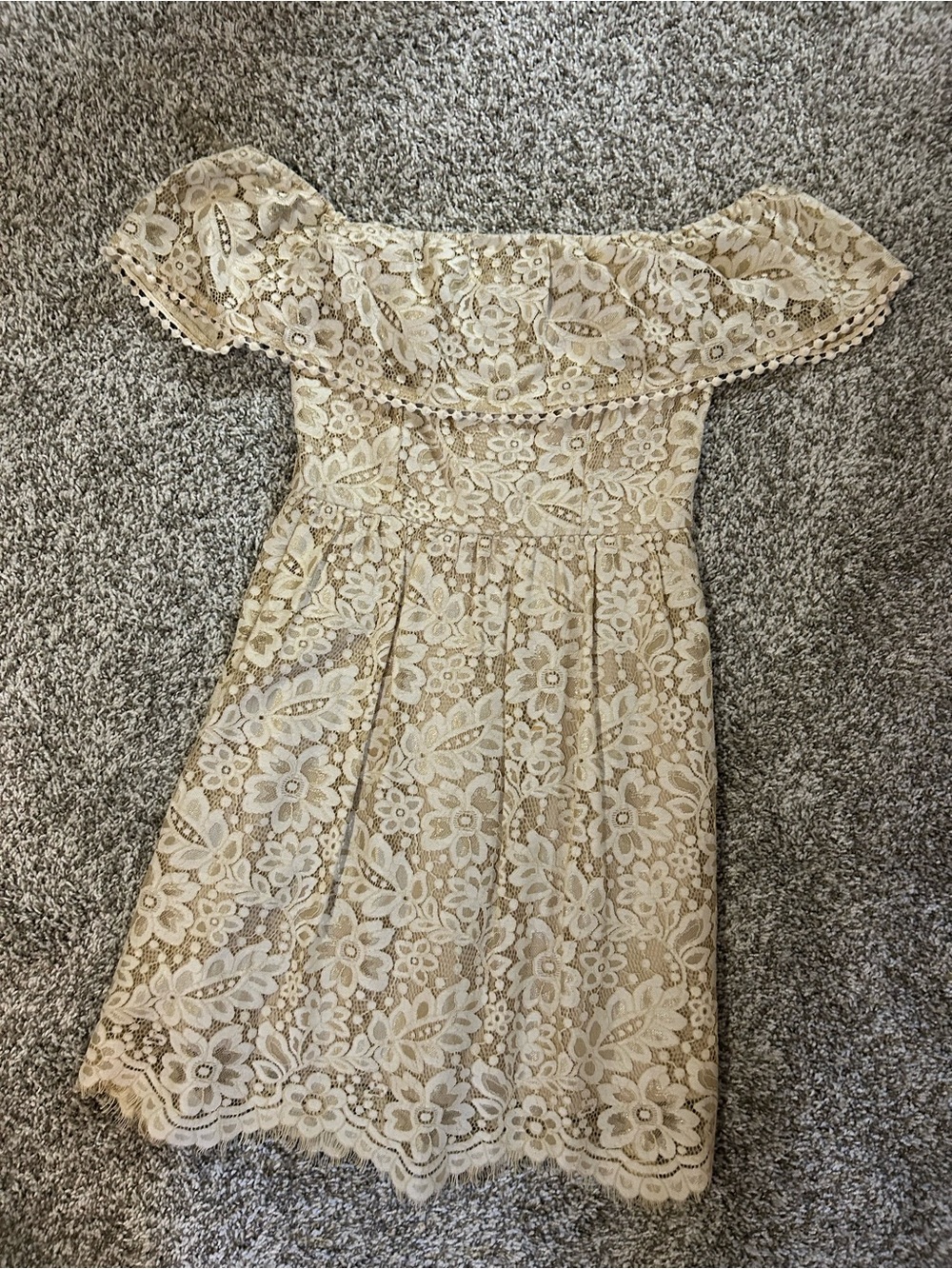 Altar'd State Cream Lace Off-Shoulder Dress